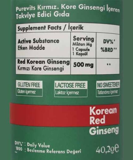 Purevits Korean Red Ginseng 60 Kapsül - Görsel 2